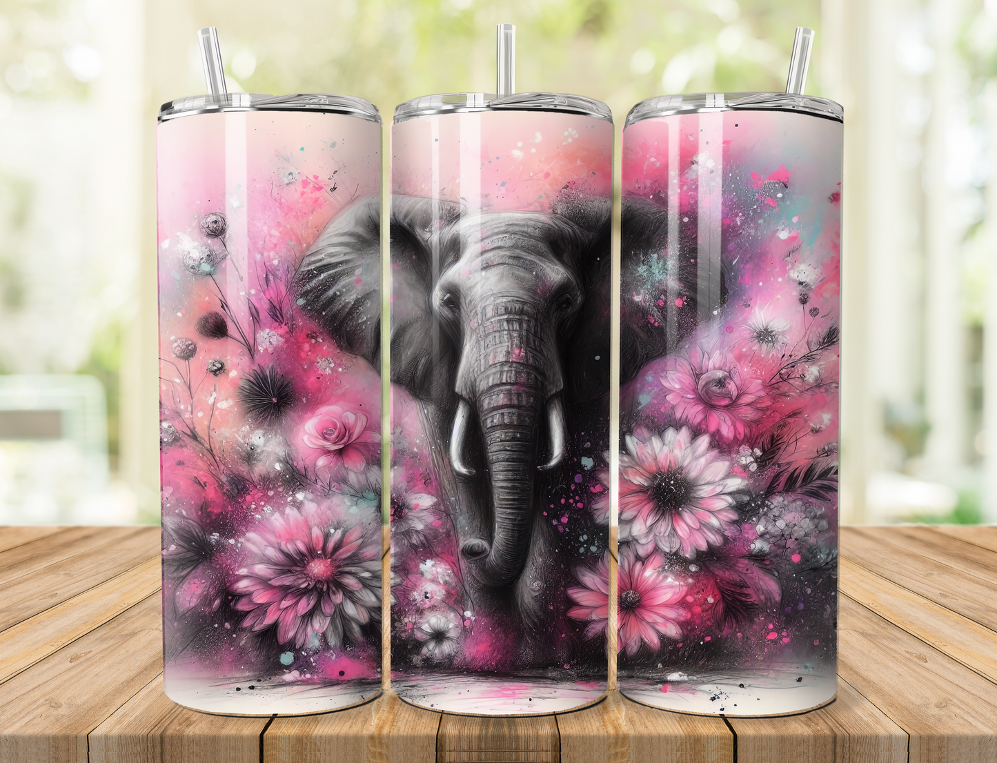 Floral Elephant 20oz Tumbler