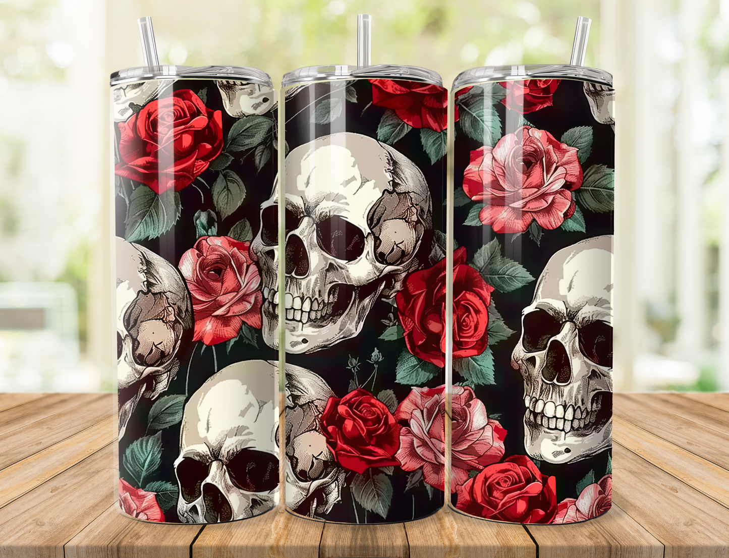 Red Roses and Skulls 20z Tumbler